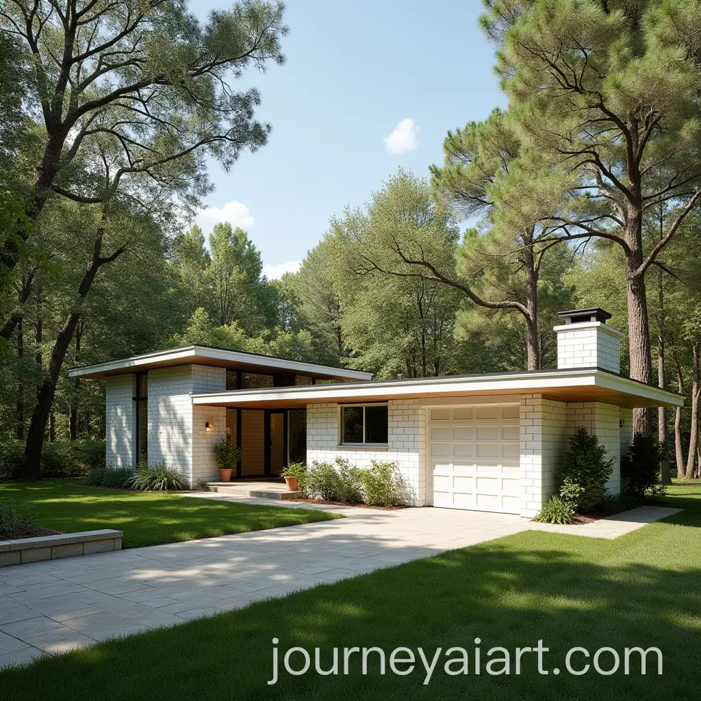 Midcentury-Modern-White-Brick-House-in-Forest-Setting