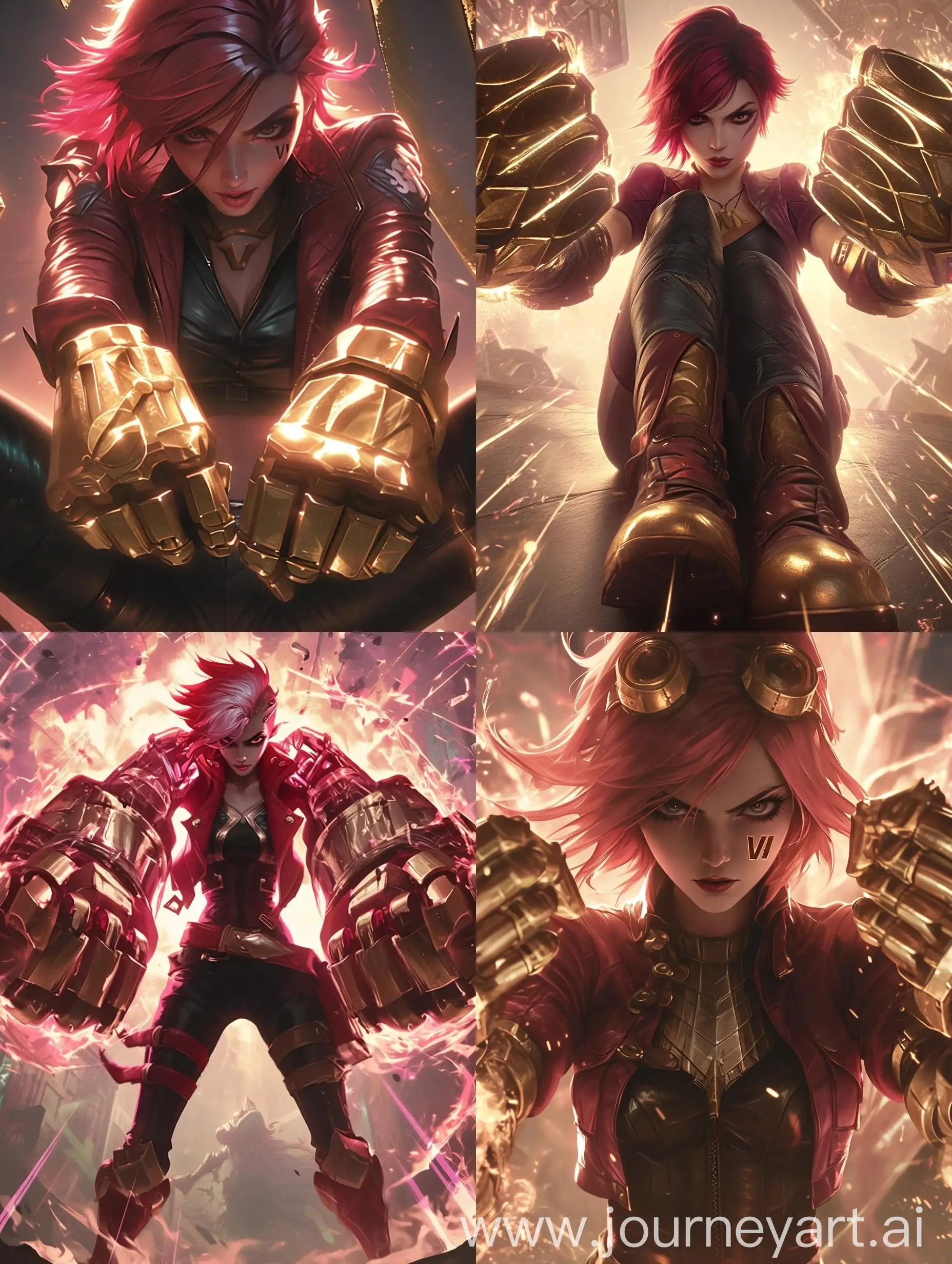 Vi-from-Arcane-in-Badass-Pose-with-Glowing-Metal-Gauntlets