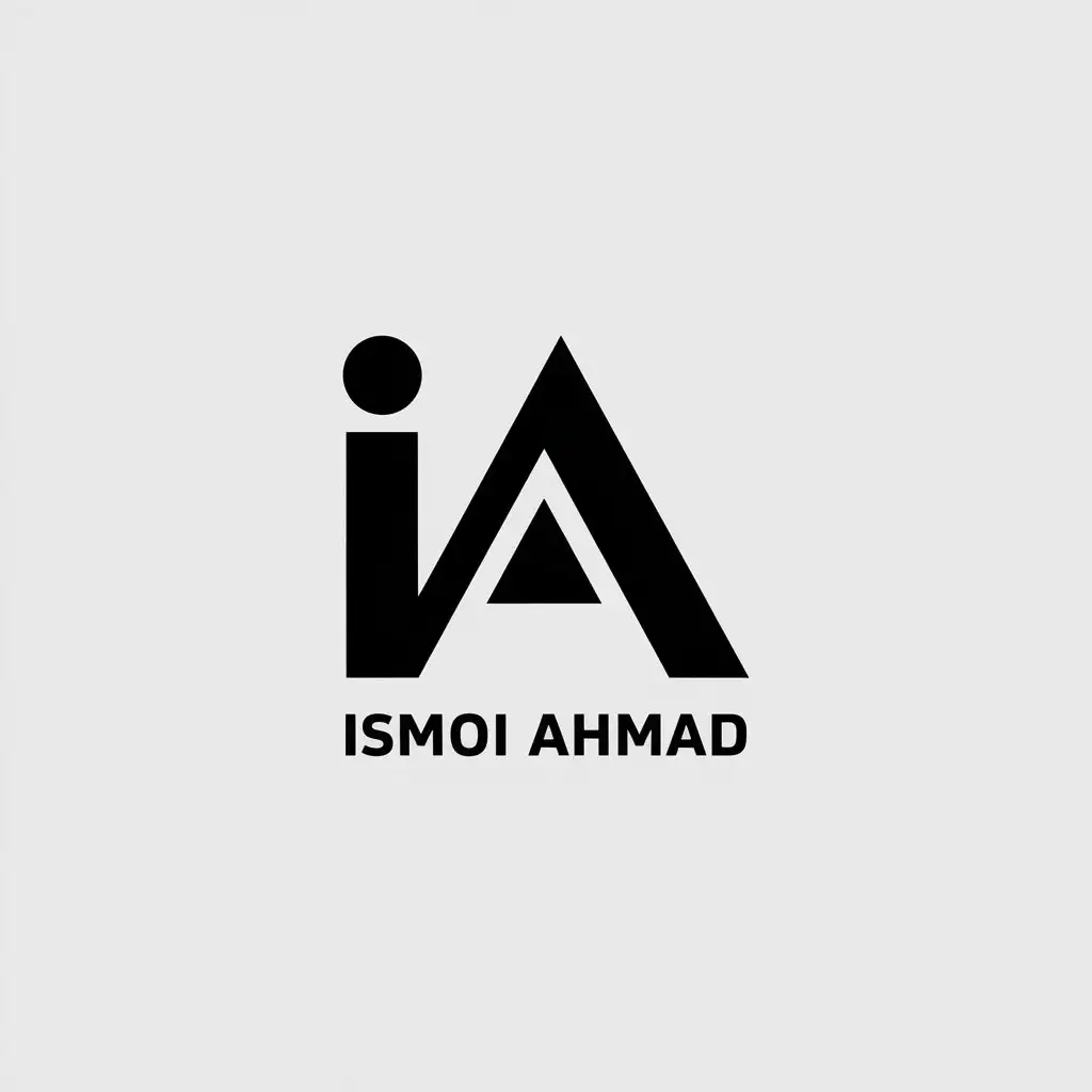 a vector logo design,with the text "Ismoil Ahmad", main symbol:IA,Minimalistic,clear background