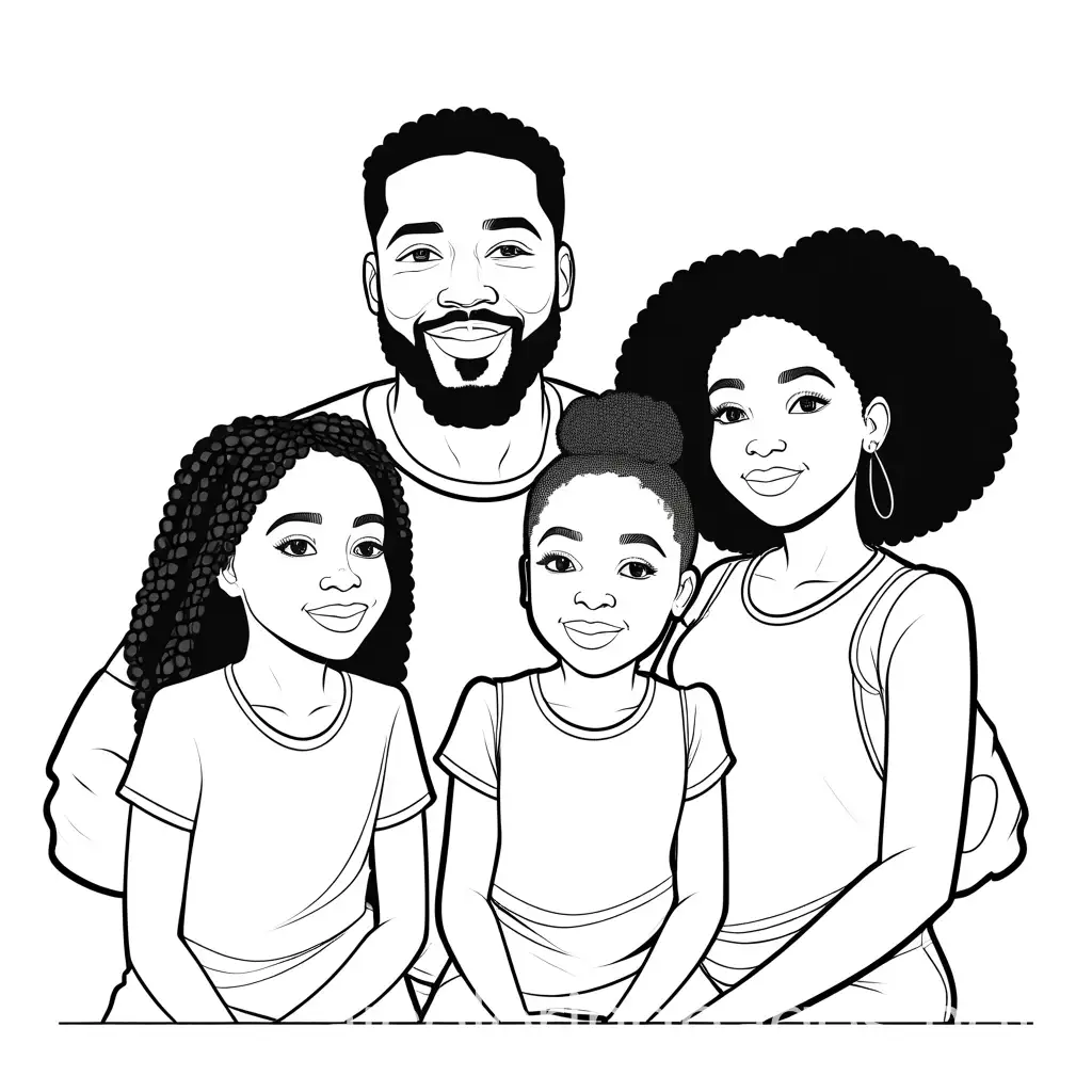 Young-Black-Father-Enjoying-Art-with-His-Daughters