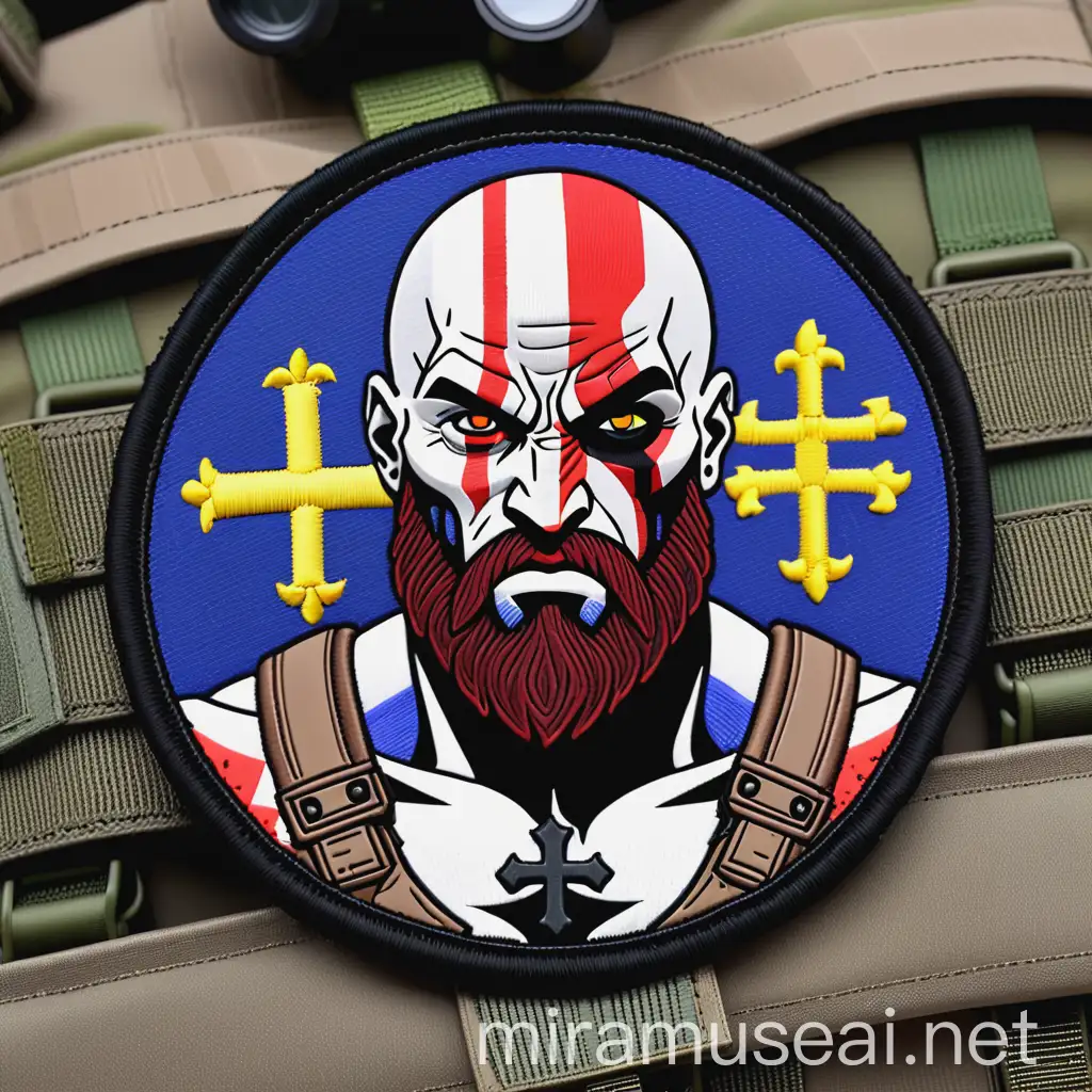 Kratos Head Morale Patch with Ukrainian Armed Forces Theme