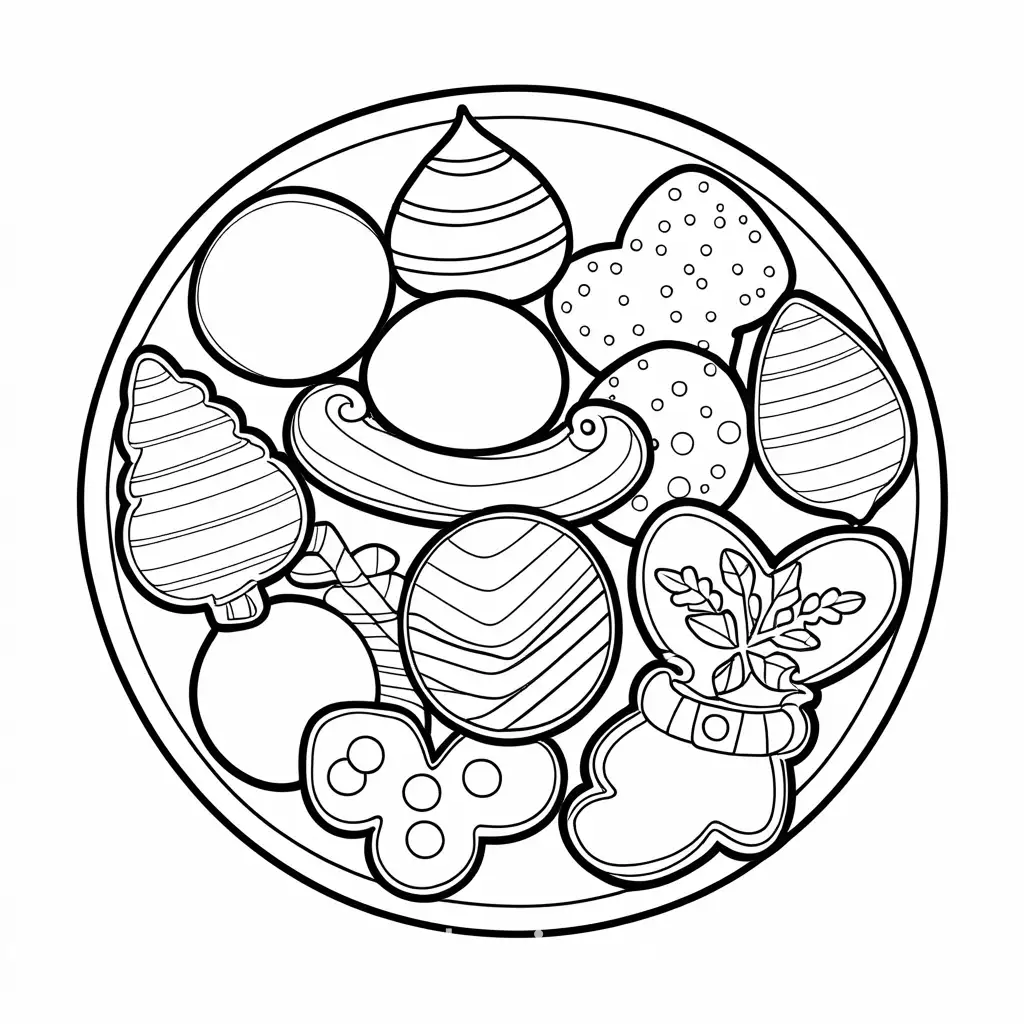 Family-Coloring-Page-Christmas-Cookie-Decorating-Simple-Line-Art