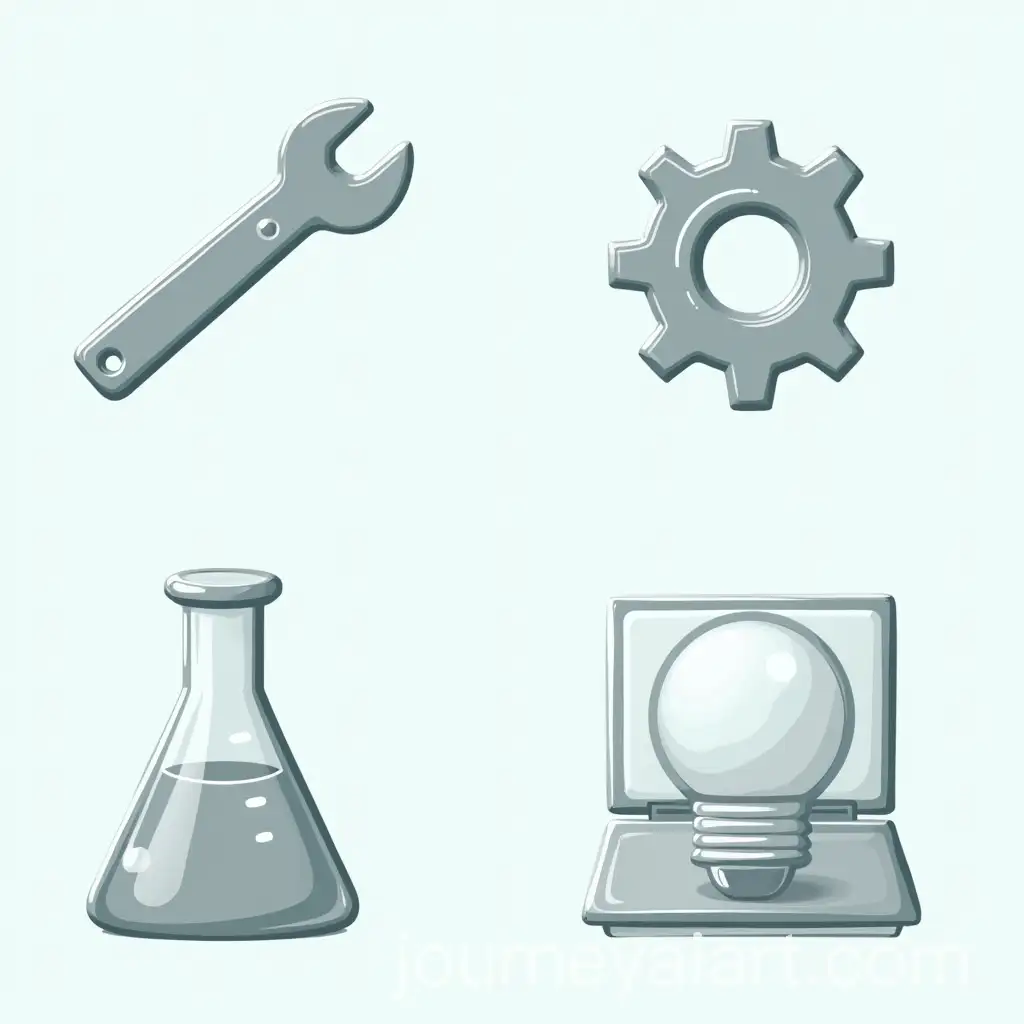 Icons-Representing-Technical-Specialties-Laboratory-Flask-Wrench-Gear-Light-Bulb-and-Laptop