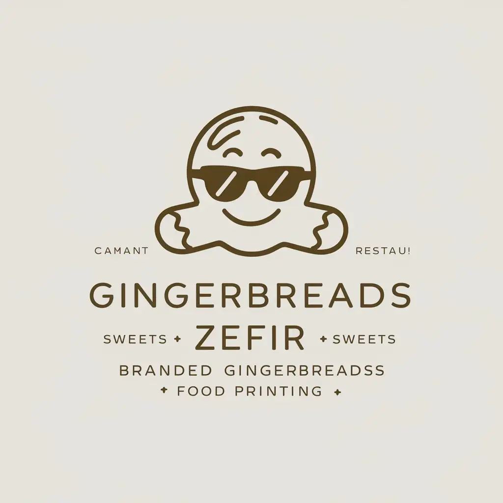 a logo design,with the text "Gingerbreads, zefir, sweets, branded gingerbreads, food printing", main symbol:Gingerbread man, mischievous,Moderate,be used in Restaurant industry,clear background