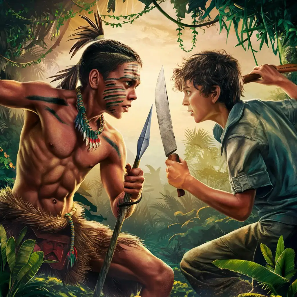 Tribal Face Paint Battle Jungle Native vs Explorer Teen Boys