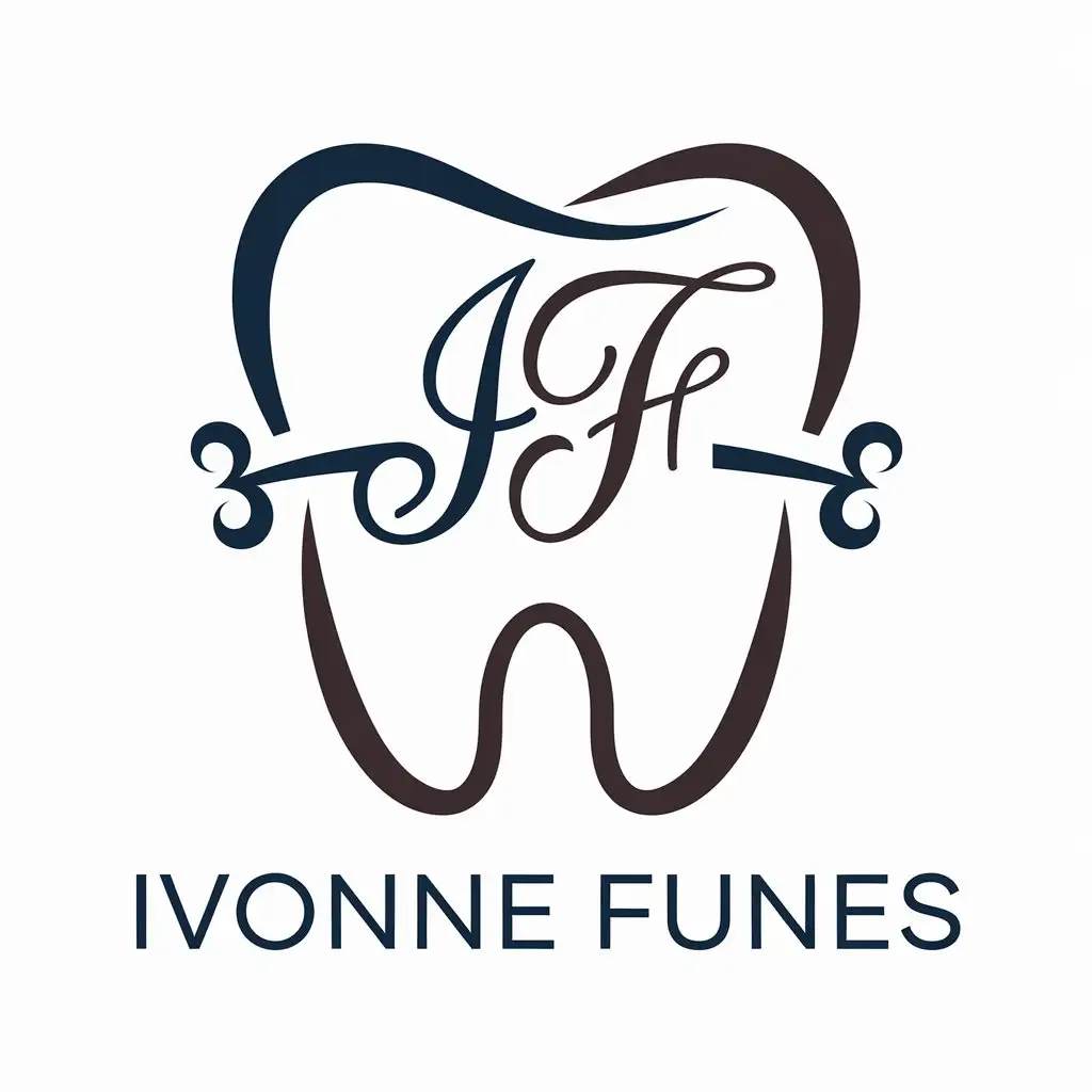 LOGO Design for Ivonne Funes Tooth Shape with I and F in Navy Blue and Dark Brown for Dental Industry