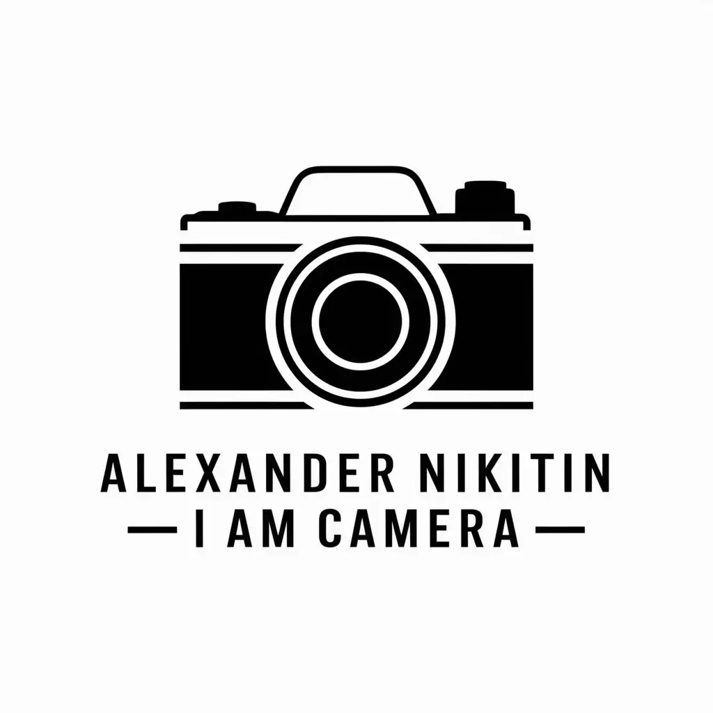 a vector logo design,with the text "Alexander Nikitin  I am camera", main symbol:camera,complex,be used in Entertainment industry,clear background