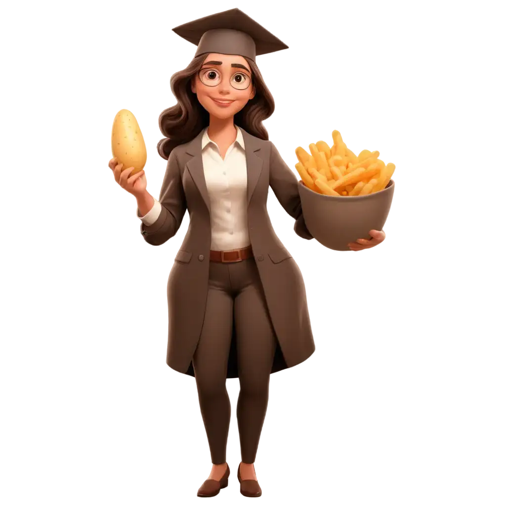 Cartoon-Style-Academic-Woman-Holding-Potato-PNG-Image-for-Educational-and-Fun-Themes