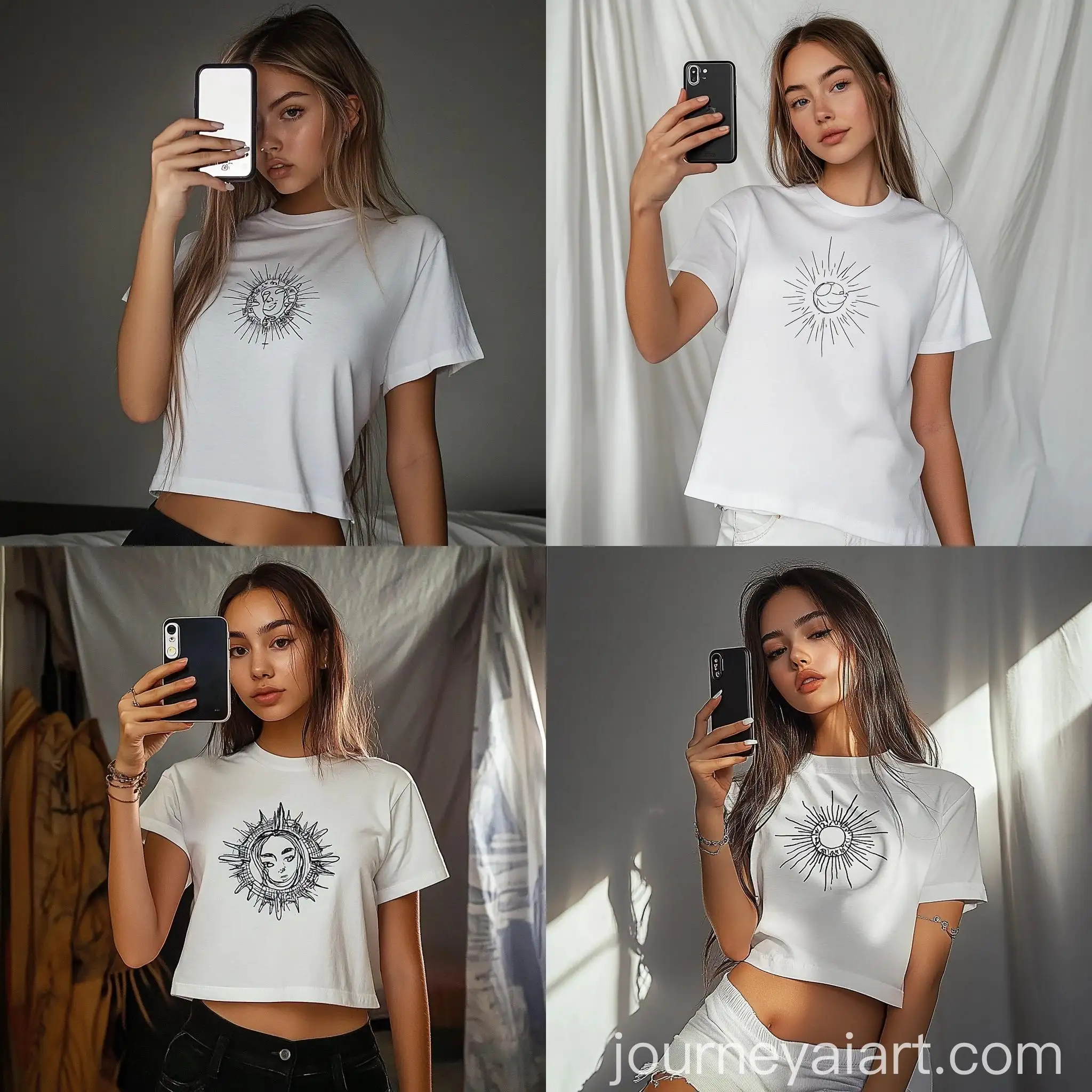Girl-Taking-Selfie-with-iPhone-in-White-TShirt