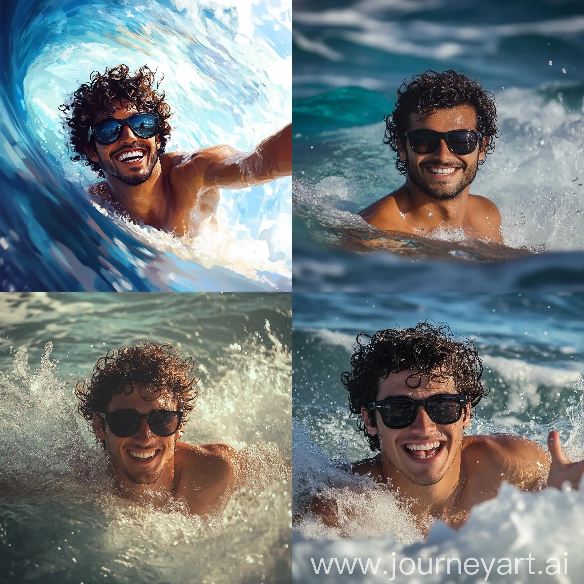 CurlyHaired-Man-Riding-a-Powerful-Wave-with-Sunglasses