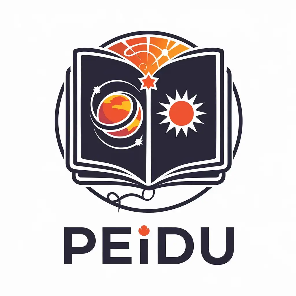 LOGO-Design-for-PEIdu-Book-Universe-Time-Sun-Life-Symbol-in-Vector-Style