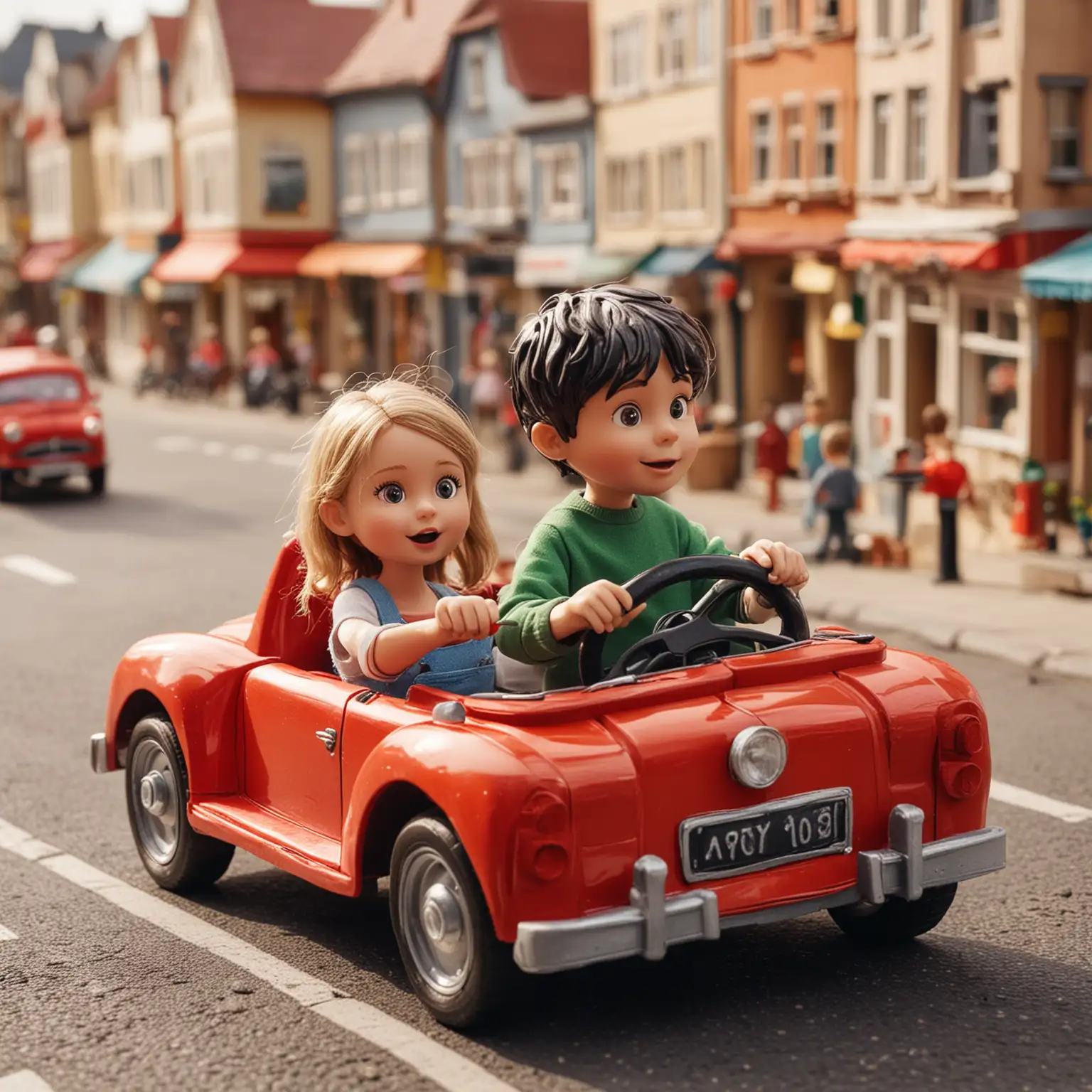 Children-Driving-Toy-Car-Through-Colorful-Toy-Town