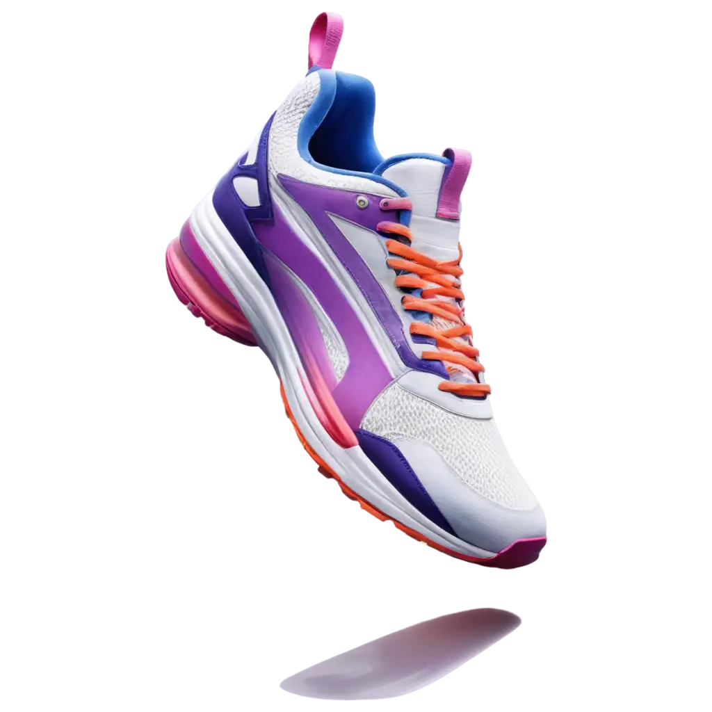 HighResolution-PNG-of-Colorful-Athletic-Sneaker-with-Vibrant-Purple-Laces-and-Geometric-Design