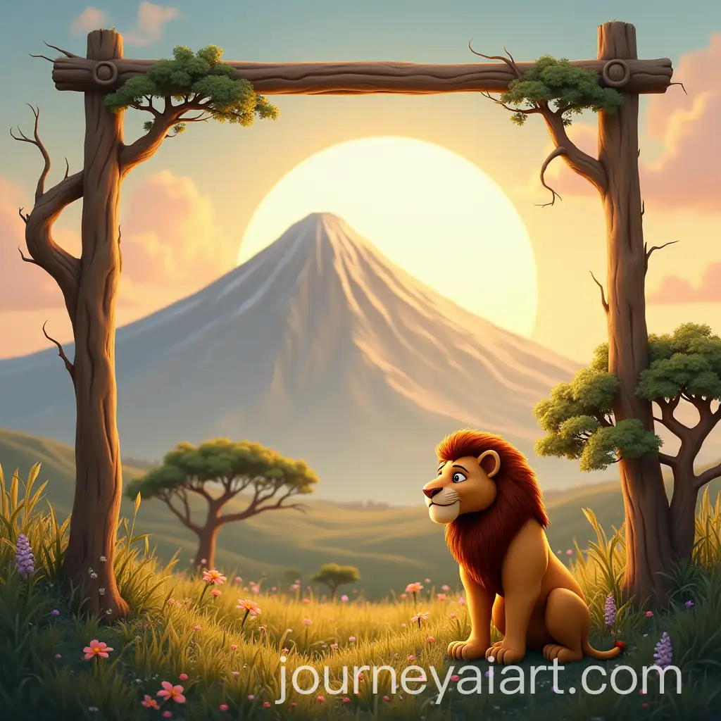 Stunning-Photo-Frame-Featuring-Animated-Lion-and-Mount-Kilimanjaro