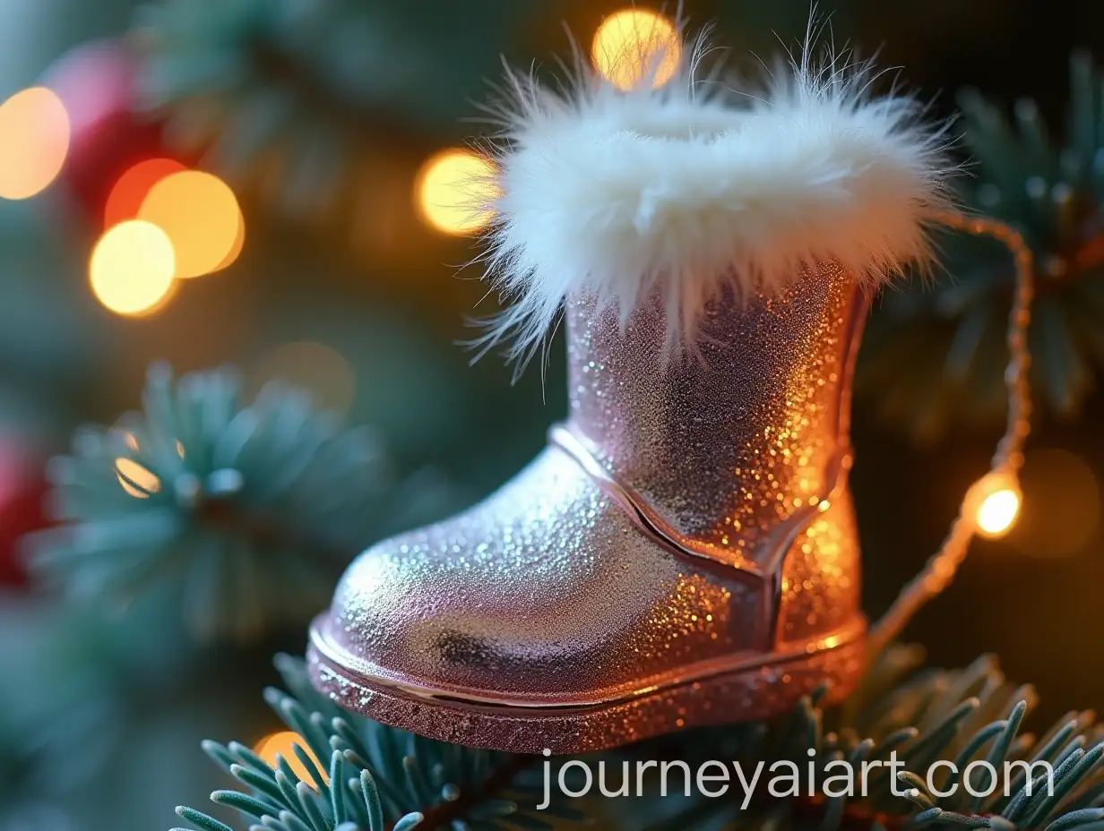 Glittering-Metallic-Glass-Boot-Christmas-Tree-Decoration-with-Multicolored-Garlands