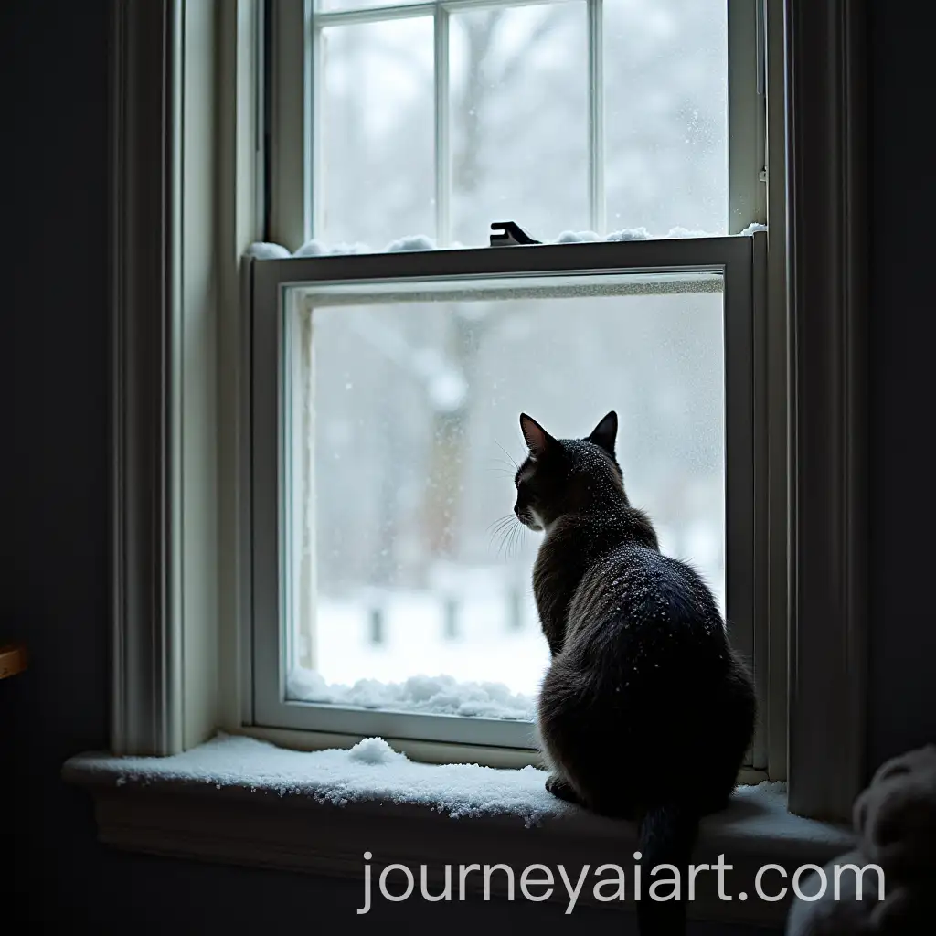 Cat-Gazing-Out-the-Window-at-Snowfall