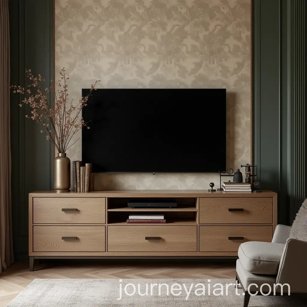 Warm-and-Stylish-Rustic-Living-Room-with-Elegant-TV-Stand-and-Decorative-Objects