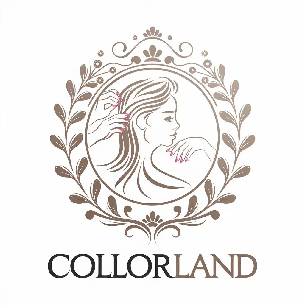 LOGO Design for Collor Land Vector with Woman Getting Haircut and Nails Painted for Beauty Spa Industry