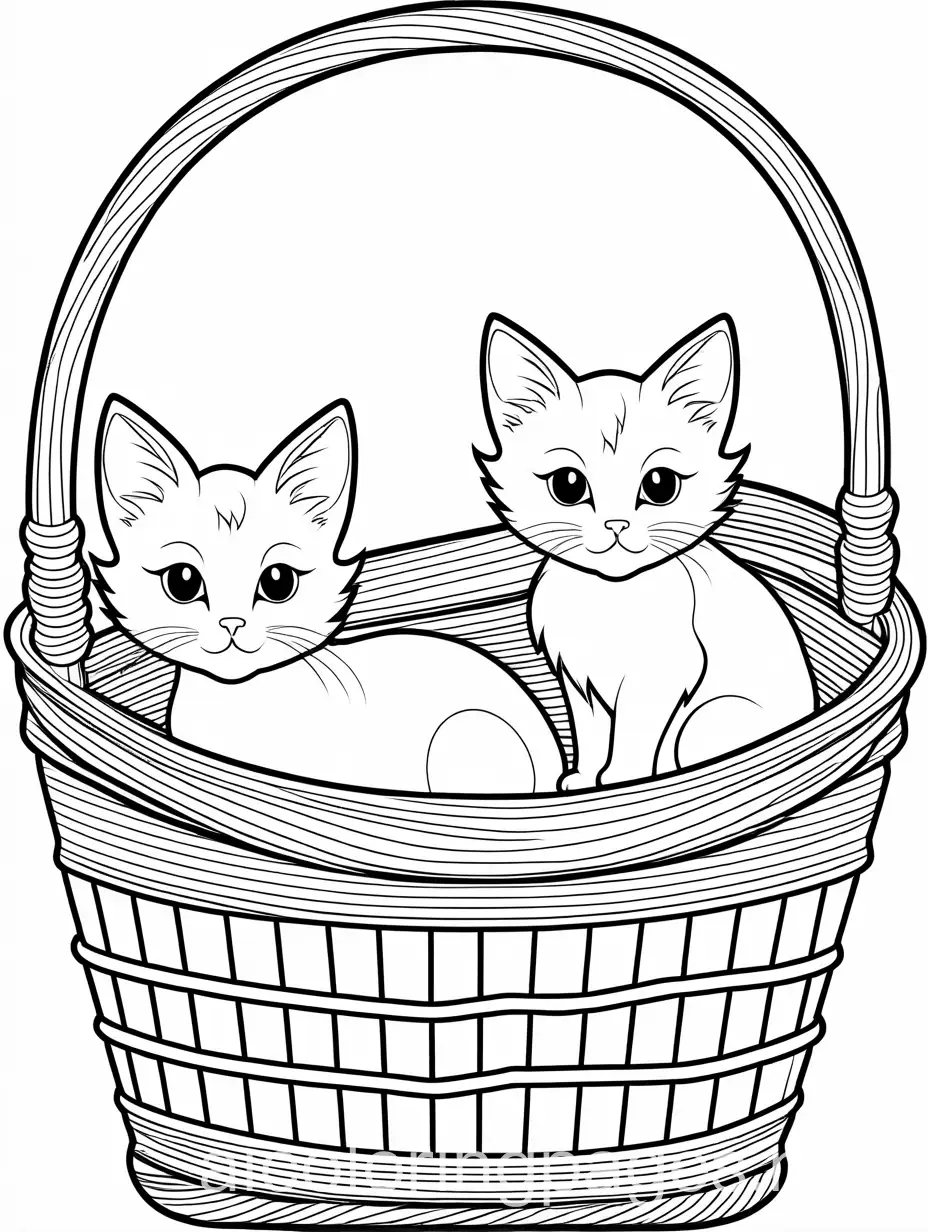 Kitten-and-Larger-Cat-Coloring-Page-Black-and-White-Line-Art