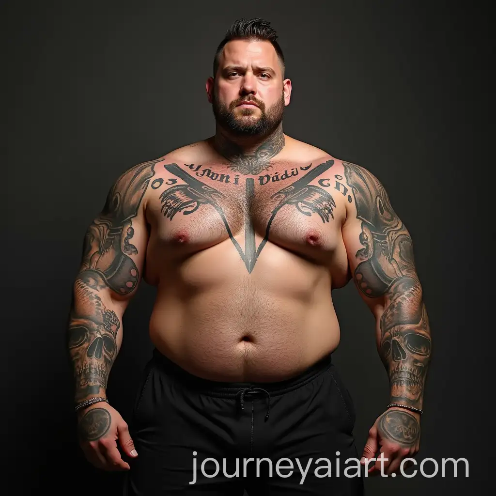 Muscular-Man-with-Full-Sleeve-Tattoos-and-Cursive-Veni-Vidi-Vici-Tattoo