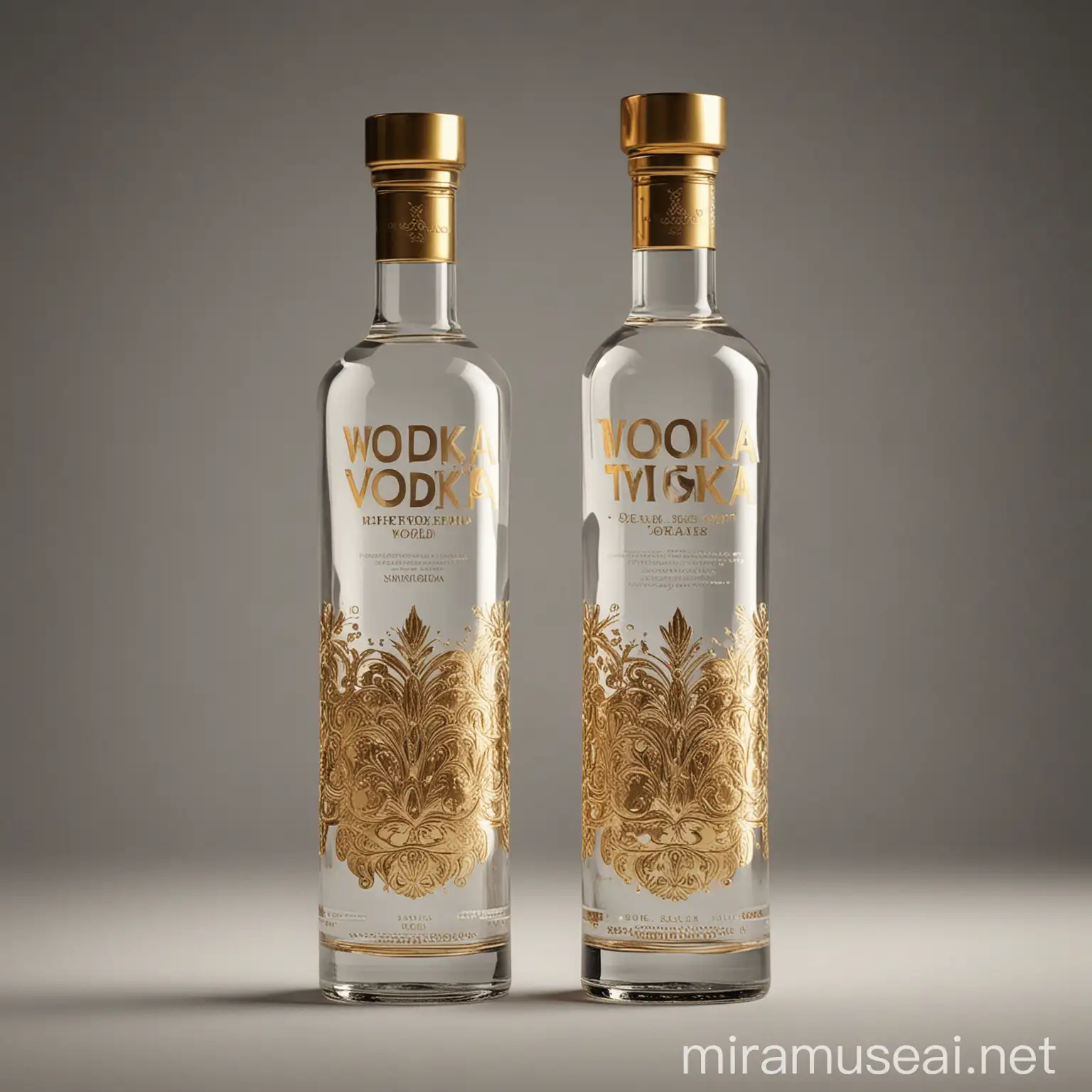 Elegant Vodka Bottle Design with Gold Accents