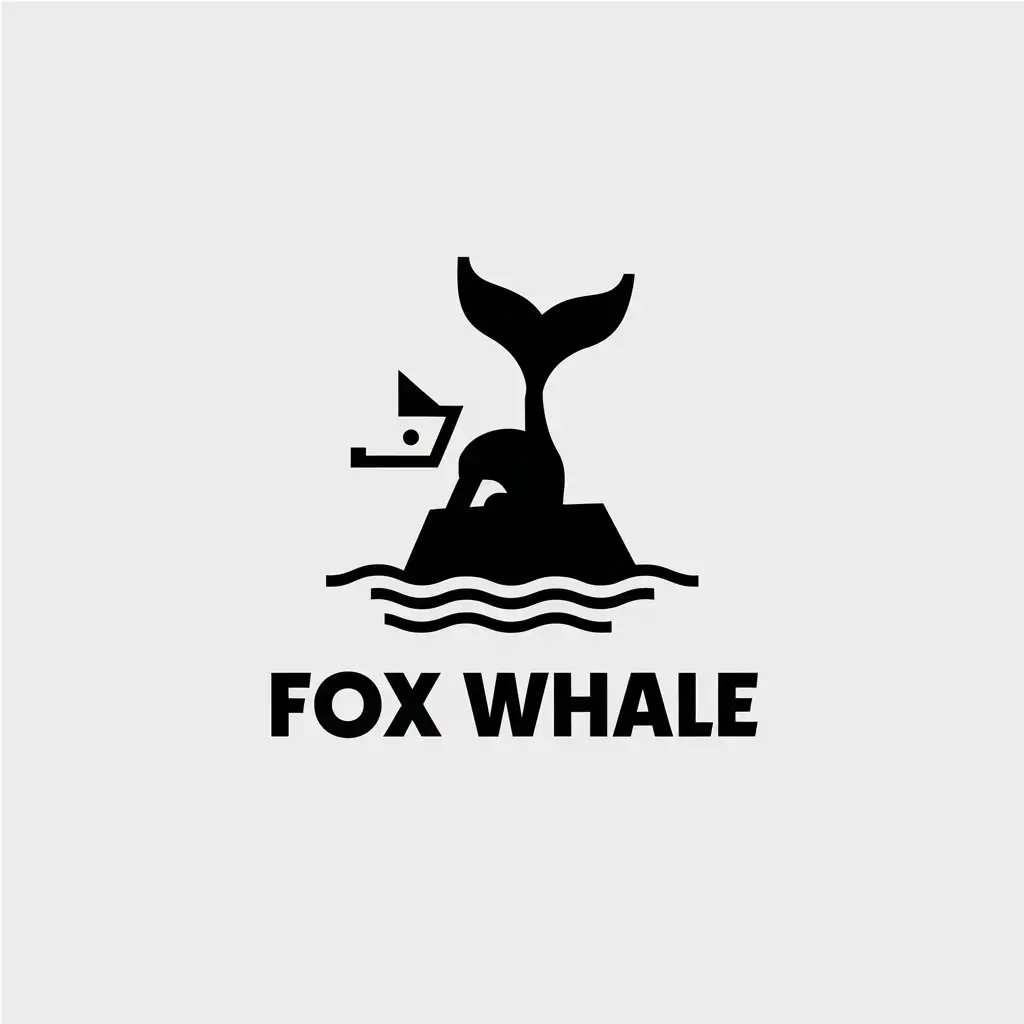 a vector logo design,with the text "Fox whale", main symbol:fox, whale,Minimalistic,be used in Travel industry,clear background