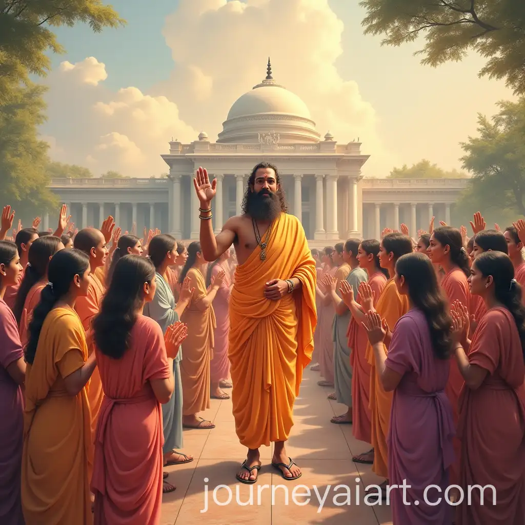 Lord-Shri-Ram-Blessing-DevoteesAI-Art-Prompt-Expansion-with-Bow-in-Front-of-a-University-Background