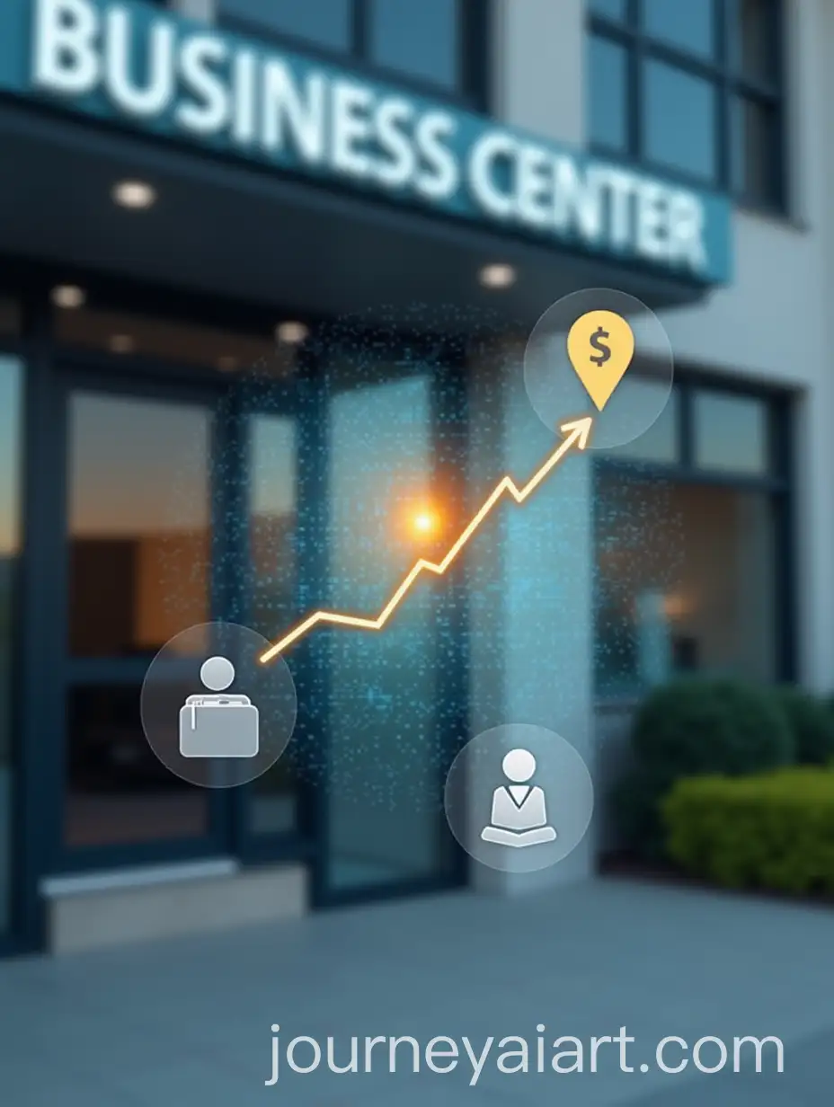 Modern-Business-Center-Exterior-with-Digital-Income-Growth-and-Virtual-Client-Icons