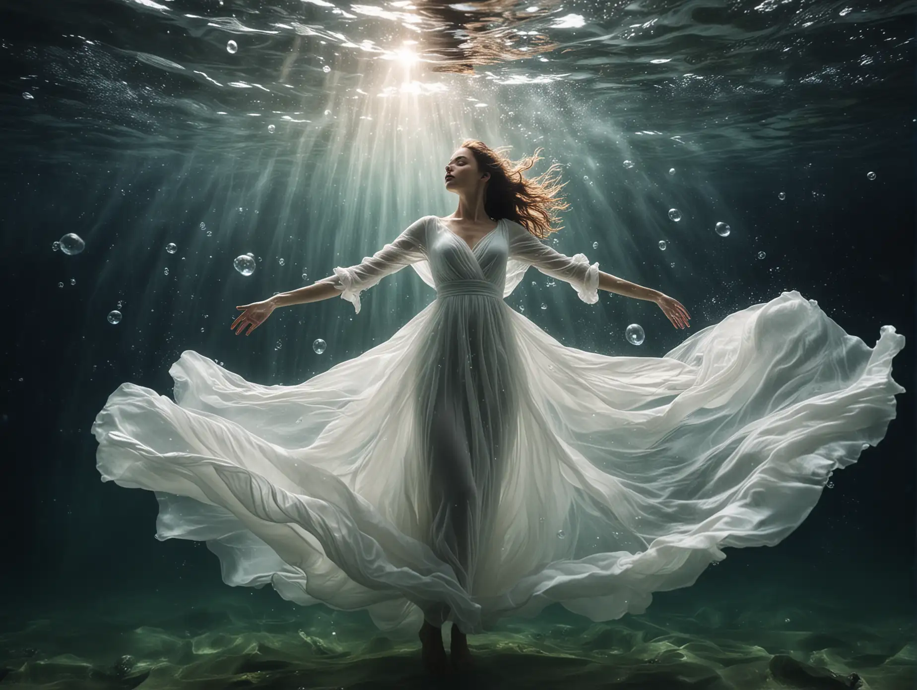 Graceful-Woman-Floating-in-Ethereal-Underwater-Scene-with-Dreamlike-Glow