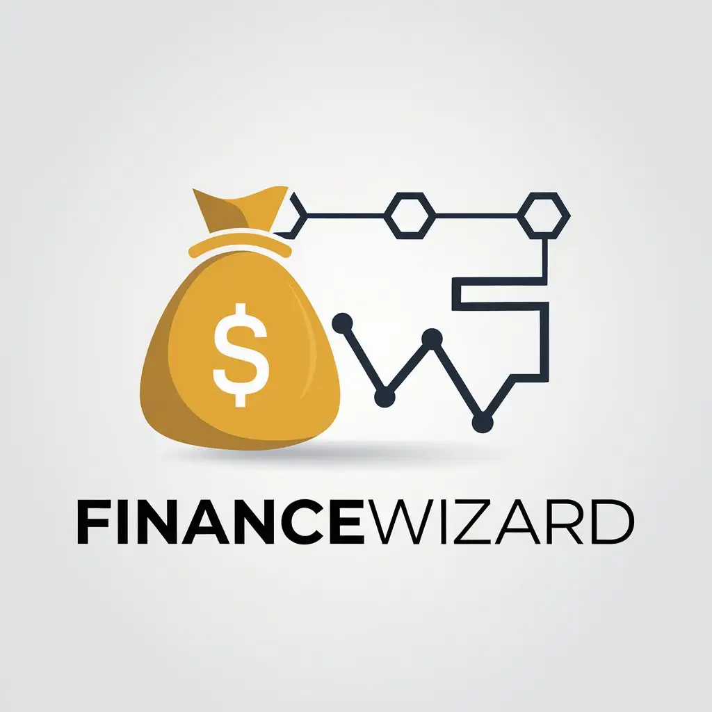 a vector logo design,with the text "FinanceWizard", main symbol:Money and workflow of a process,Minimalistic,be used in Technology industry,clear background