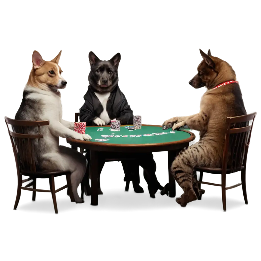 Dog-Playing-Poker-and-Losing-to-Cats-Humorous-PNG-Image-for-Fun-and-Entertainment