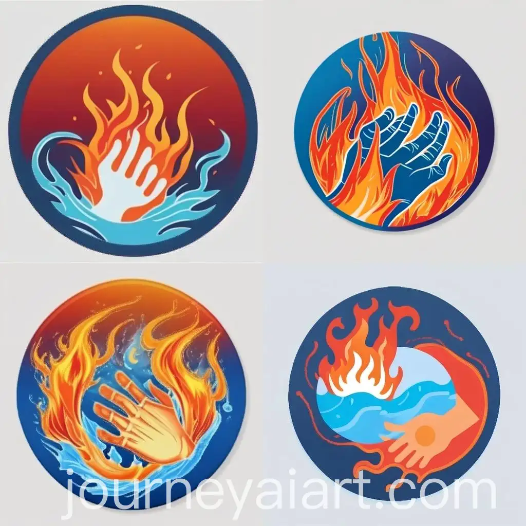 Romantic-Fire-and-Water-Hands-Badge-Design