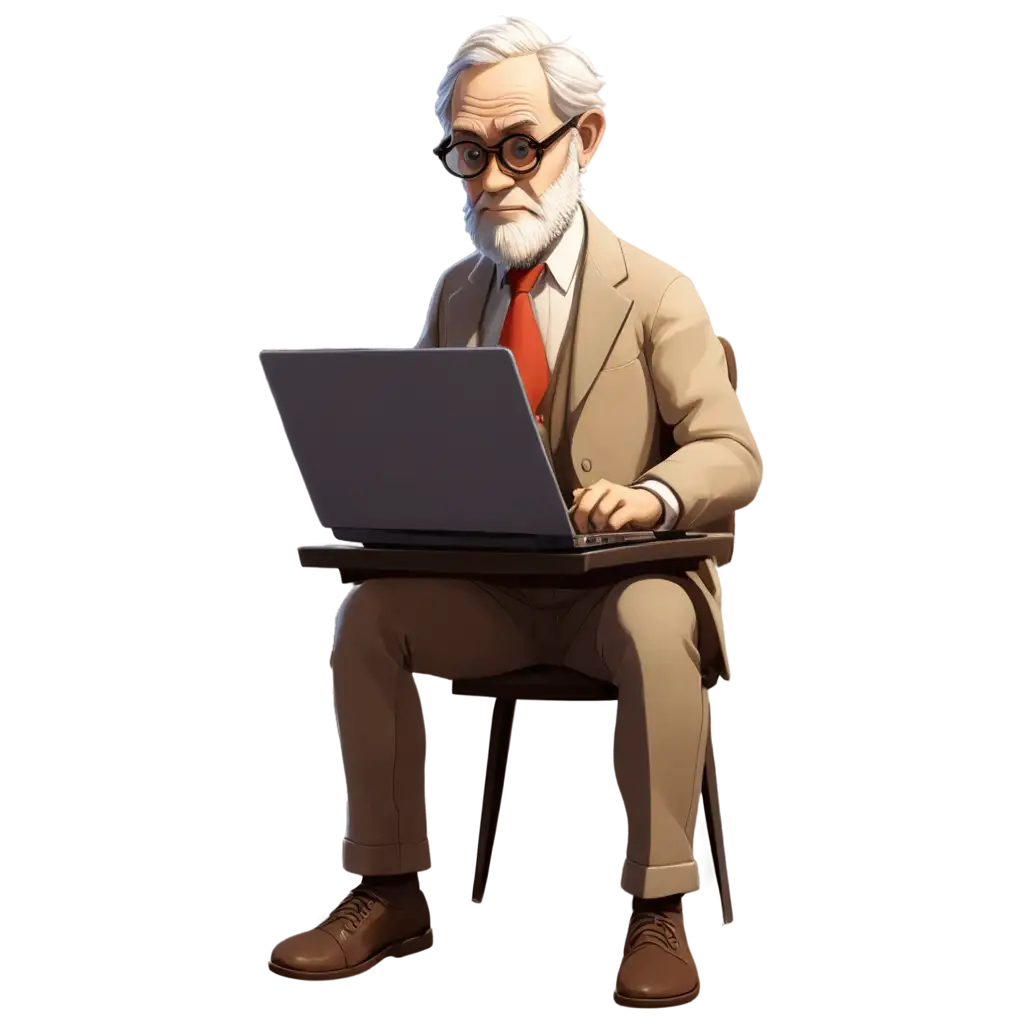 Cartoon-Style-PNG-Image-of-Darwin-Typing-on-Computer-Creative-AI-Art-Prompt