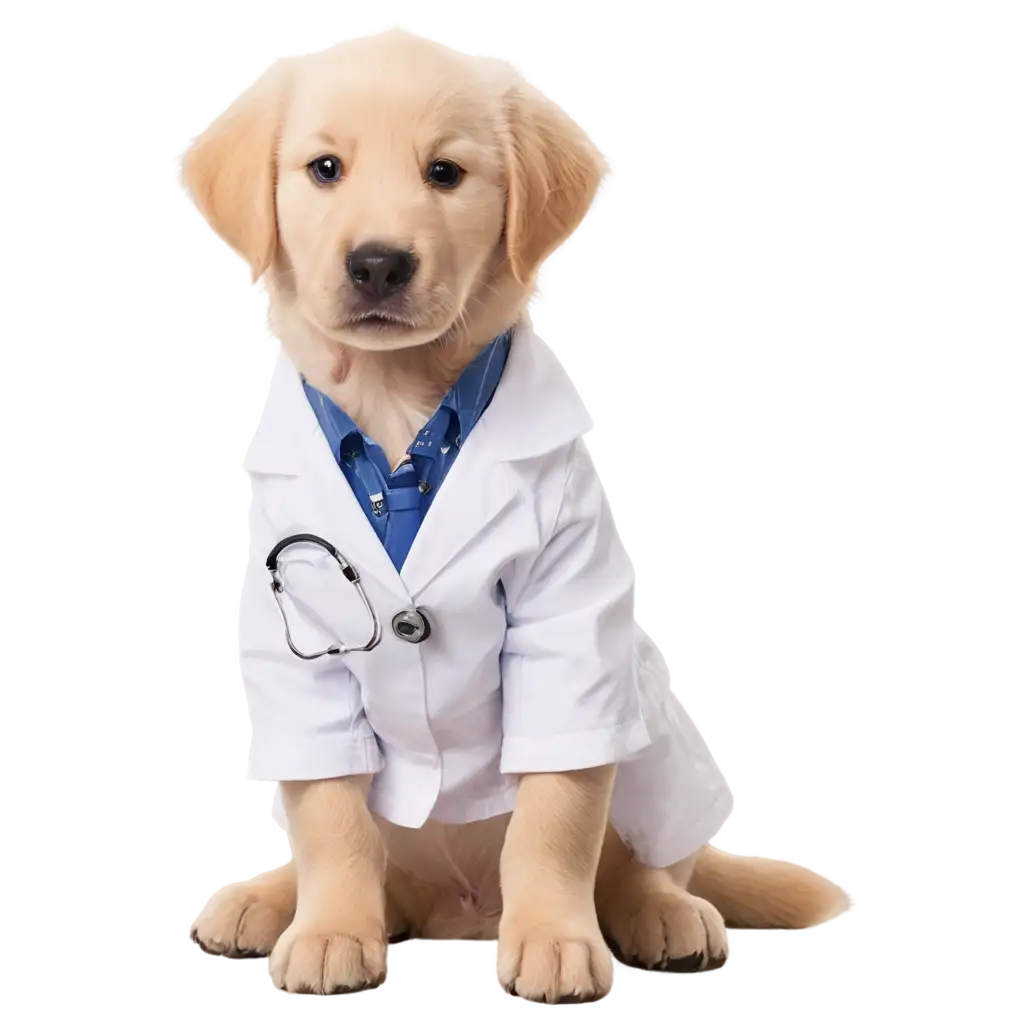 Cute-Golden-Retriever-Puppy-Veterinarian-PNG-with-Stethoscope-High-Quality-Image-for-Versatile-Use