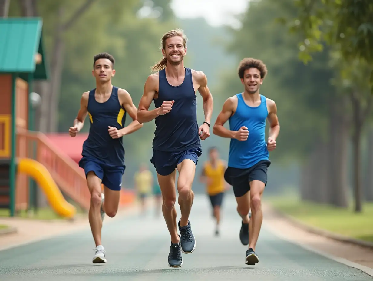 Athletes-Competing-in-a-Dynamic-Sprint-Race-on-a-Playground-Track