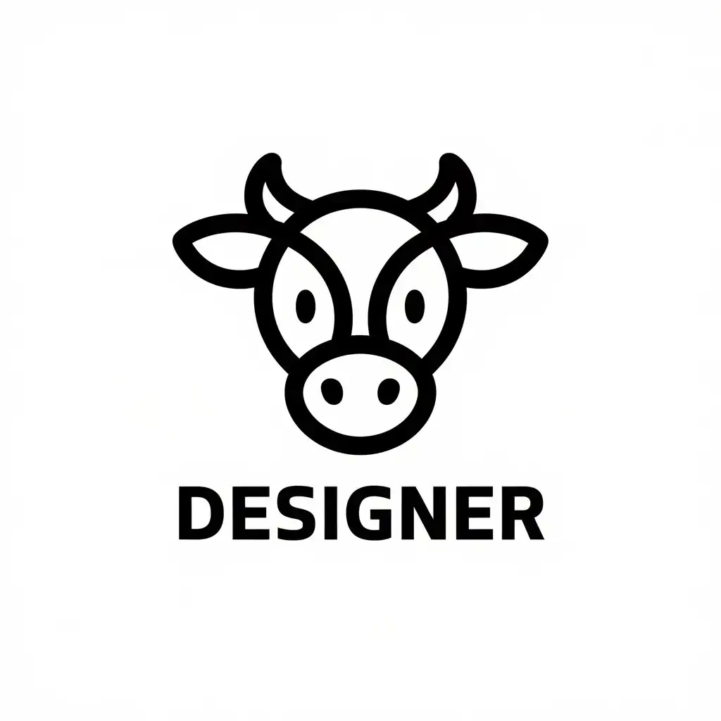 a vector logo design,with the text "desinger", main symbol:cow face,Moderate,be used in Others industry,clear background