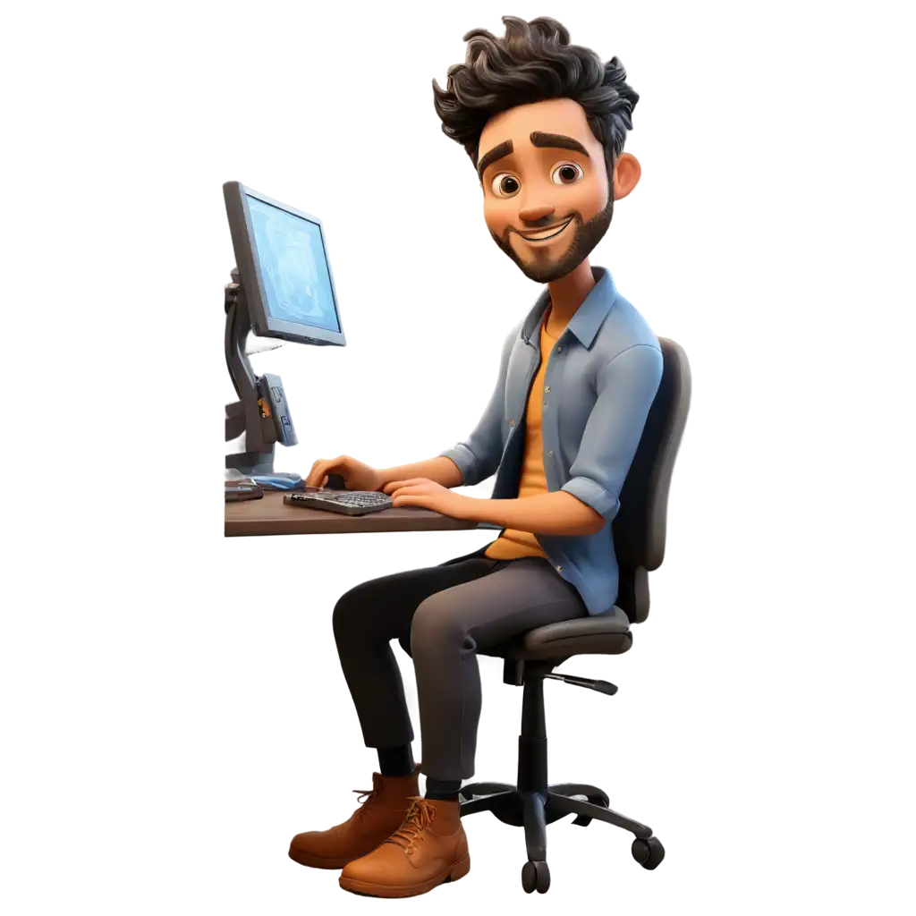 Professional-PNG-Image-of-a-Cartoon-Graphic-Motion-Designer-at-Custom-Workstation