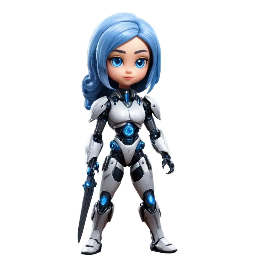 Karalo-Beautiful-Female-BioRobot-Warrior-in-Chibi-Style-PNG-Image