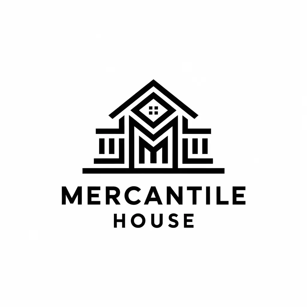 LOGO Design for Mercantile House Classic Monogram with House Theme in Monochrome