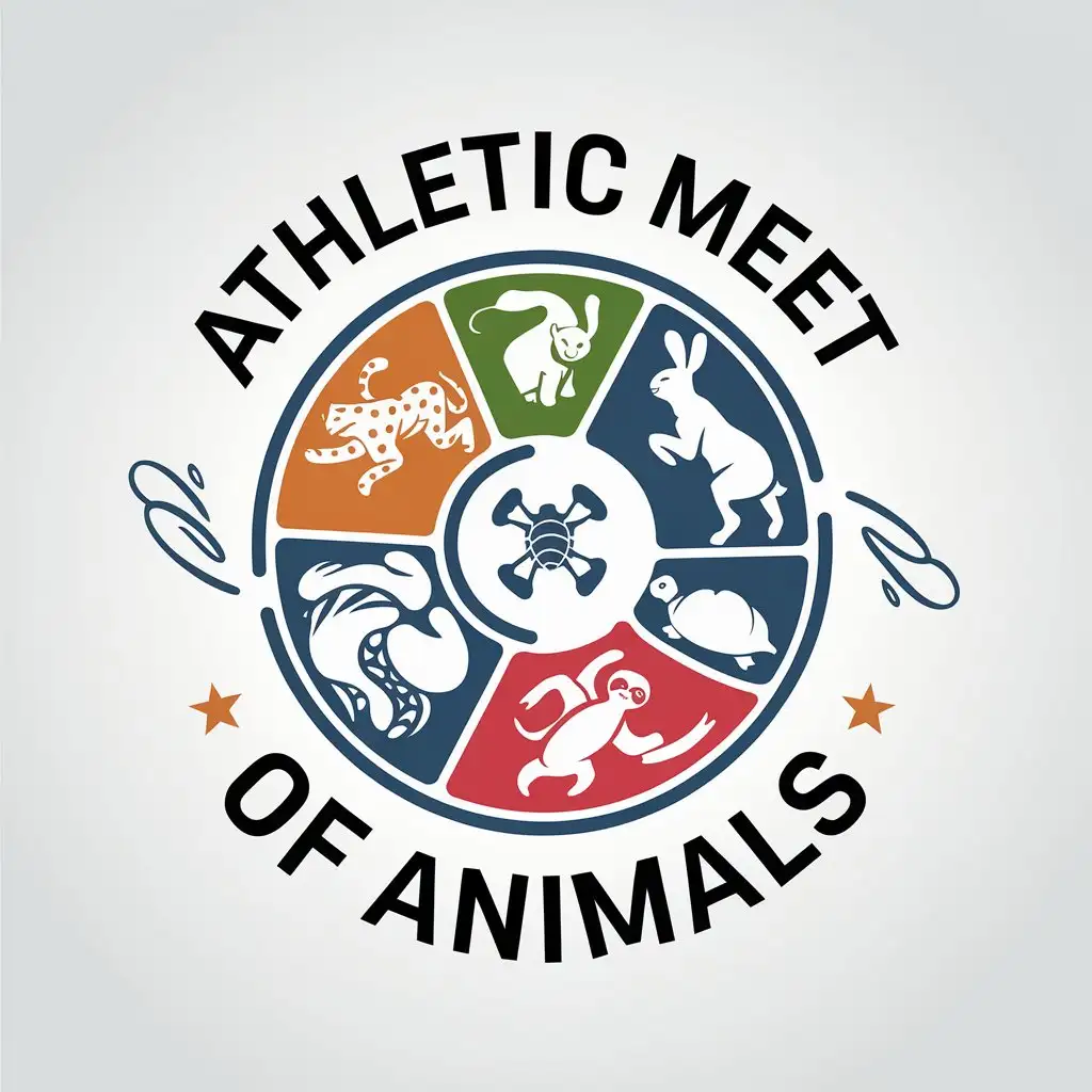 LOGO Design for Athletic Meet of Animals Vector Logo with Running Animals Theme for Entertainment Industry