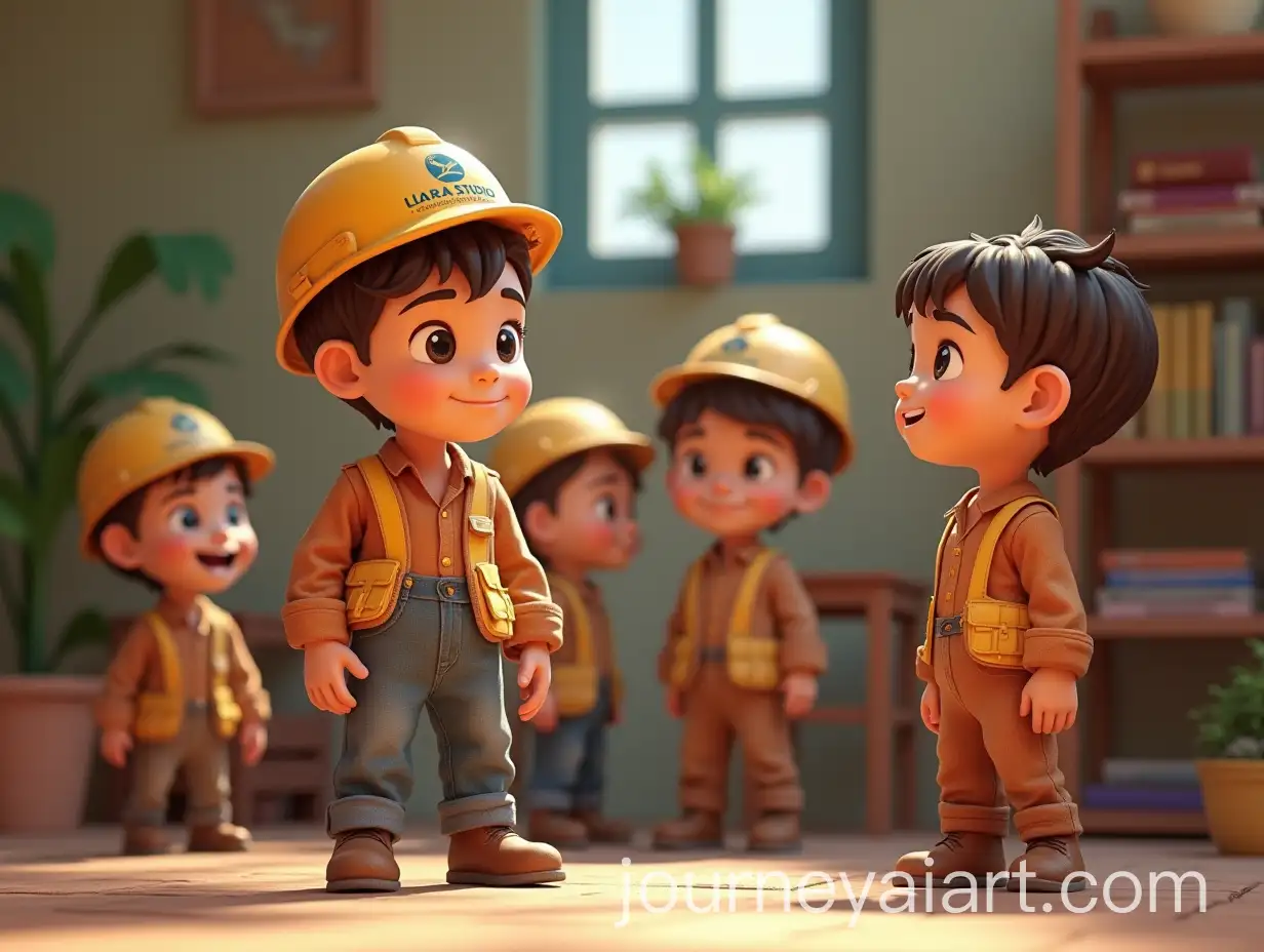 Children-in-a-Photography-Studio-Wearing-ArabicInspired-Uniforms-with-Realistic-Cameras