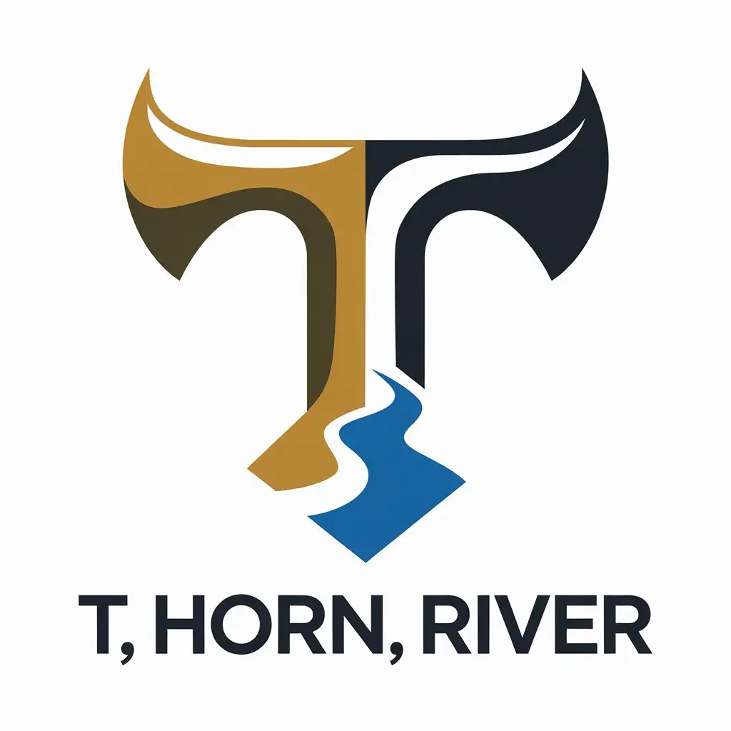 LOGO Design for T Horn River Vector with Bold T and River Horn Theme for Retail Industry