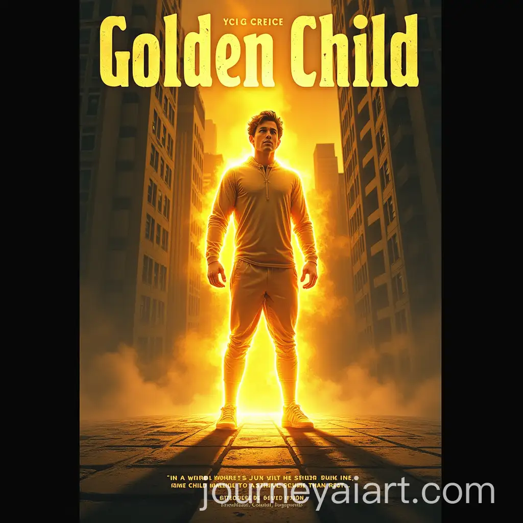 Golden-Child-Movie-PosterInspired-Comic-Cover-with-Dramatic-Skyscrapers-and-Glowing-Hero