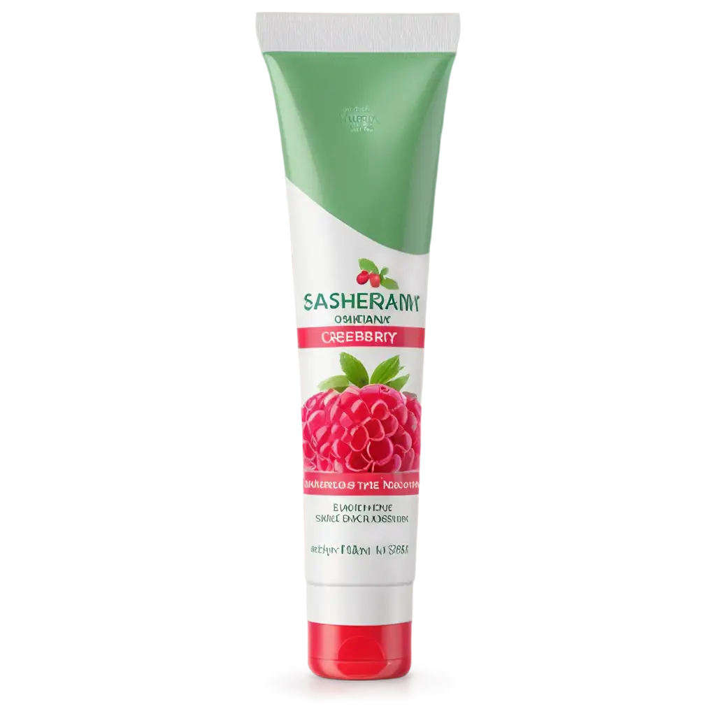 HighQuality-PNG-Image-of-a-White-Tube-of-Cream-with-Raspberry-Label-for-Versatile-Usage