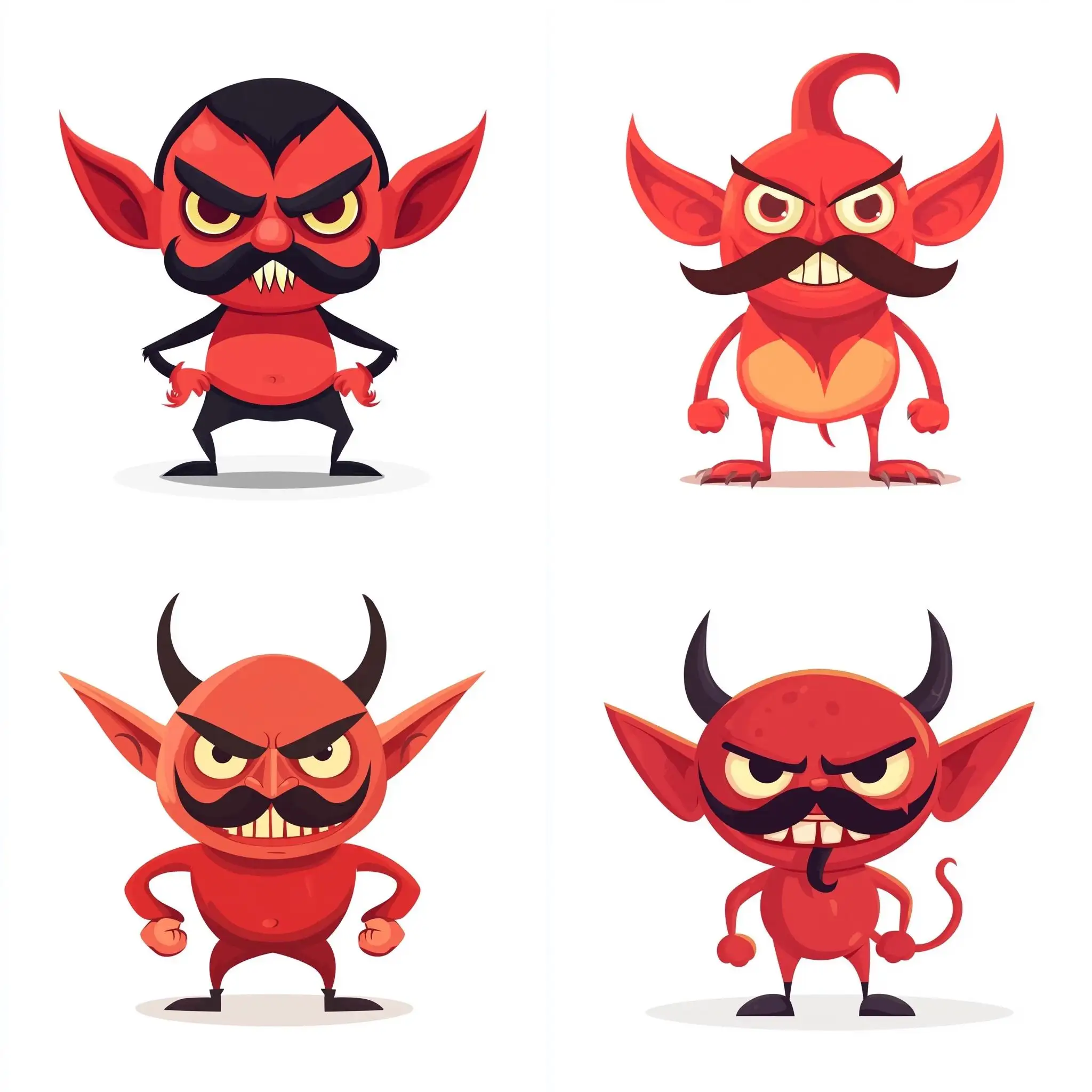 Funny-Imp-Character-with-Mustache-Vector-on-Flat-Style-White-Background