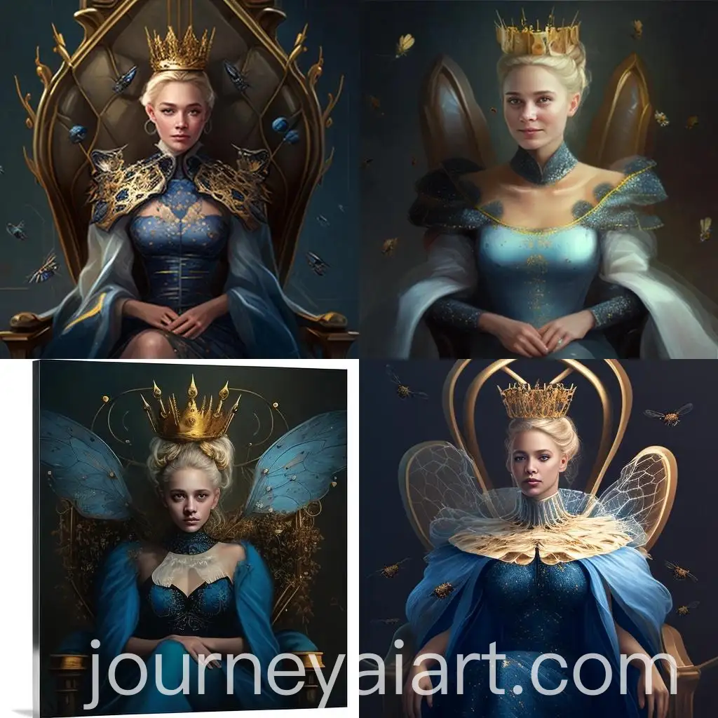 Blonde-Woman-Sitting-on-Throne-with-Bee-Wings-and-Crown