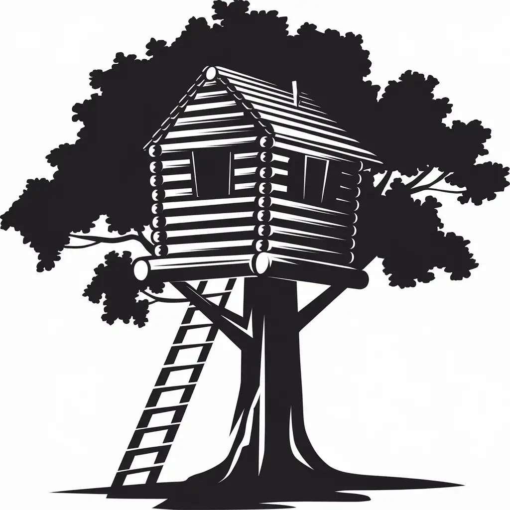 Simple Treehouse Logo Design Easydraw Black and White Pict