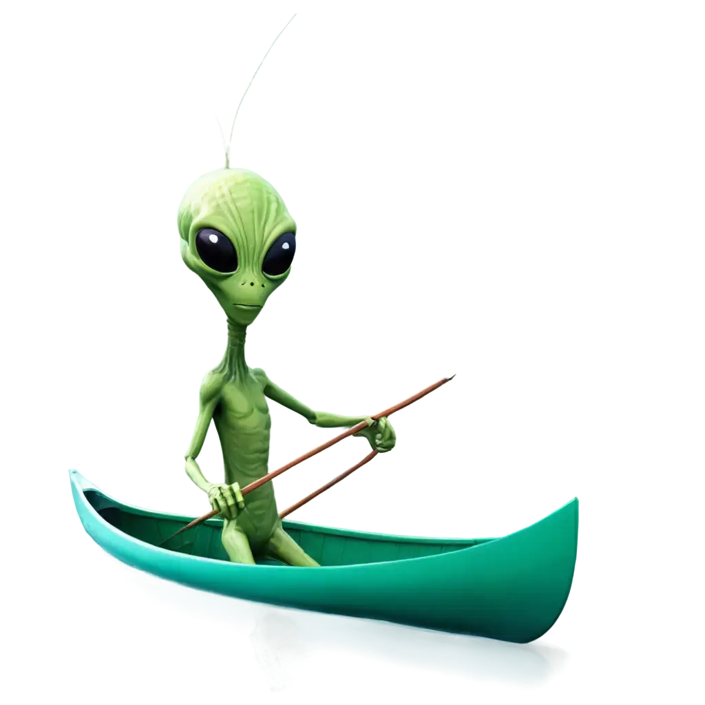 Alien-Navigating-a-Canoe-PNG-Image-Extraterrestrial-Adventure-in-High-Quality