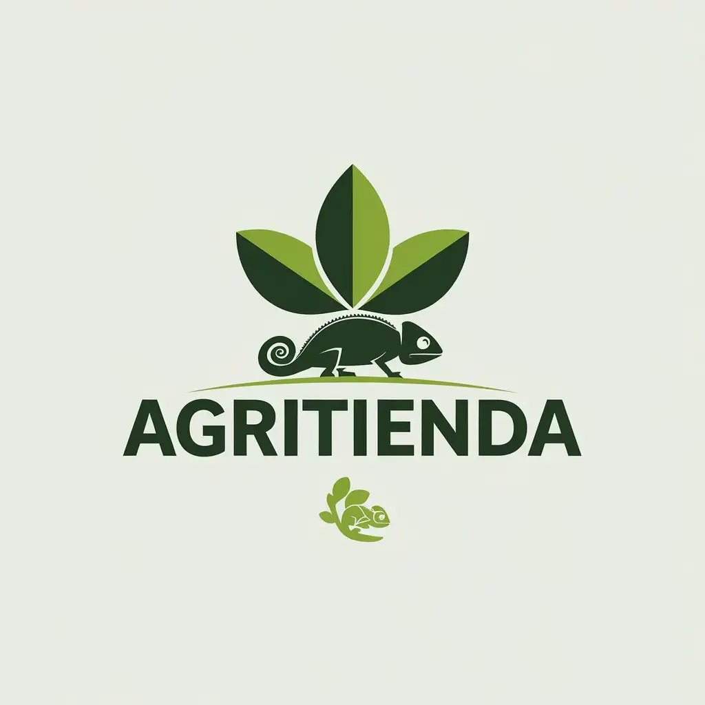 LOGO Design for AgriTienda Green Leaf Chameleon with Clear Background