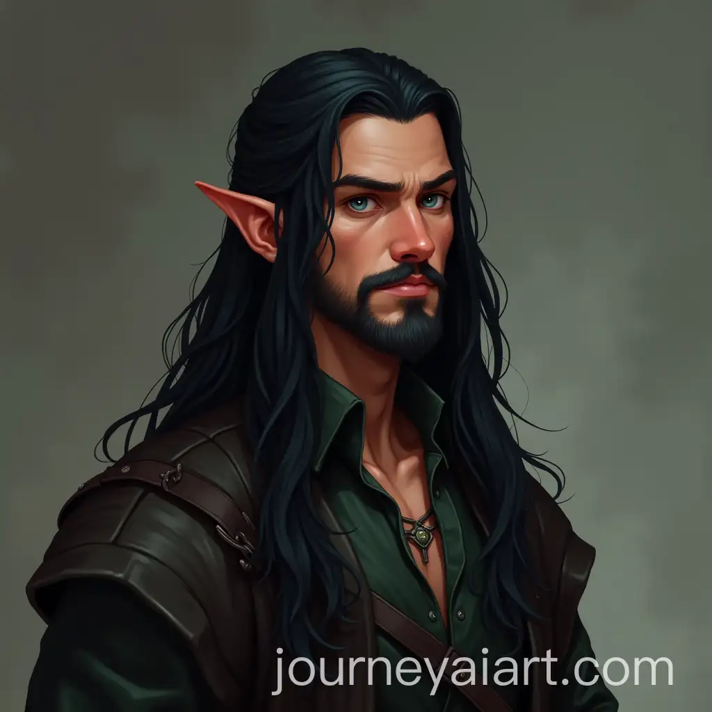 DND-Character-Portrait-Tall-HalfElf-with-Angular-Black-Hair-and-Dark-Clothing
